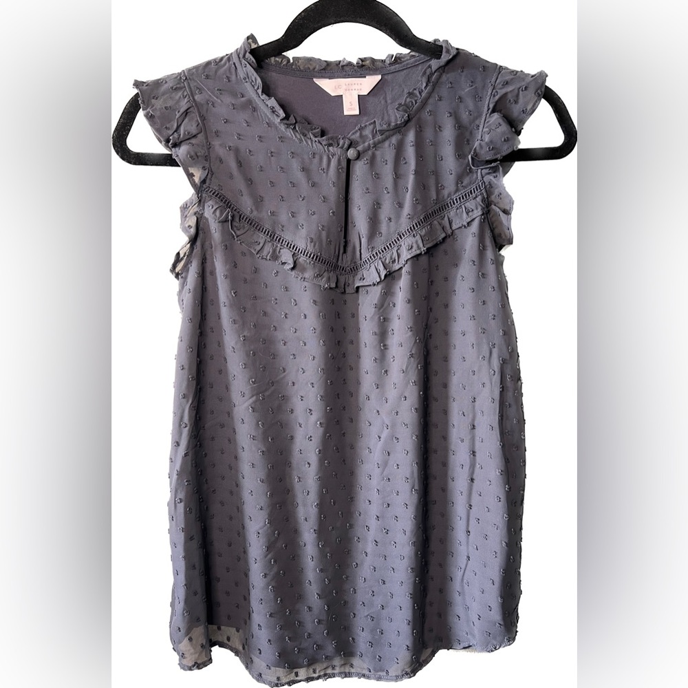 LC Lauren Conrad Swiss Dot Sleeveless Blouse in India Ink NWT